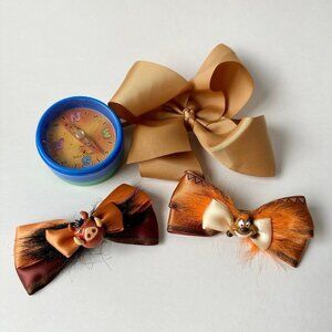 Disney Lion King Timon and Pumbaa Hair Bows and Vintage Compass